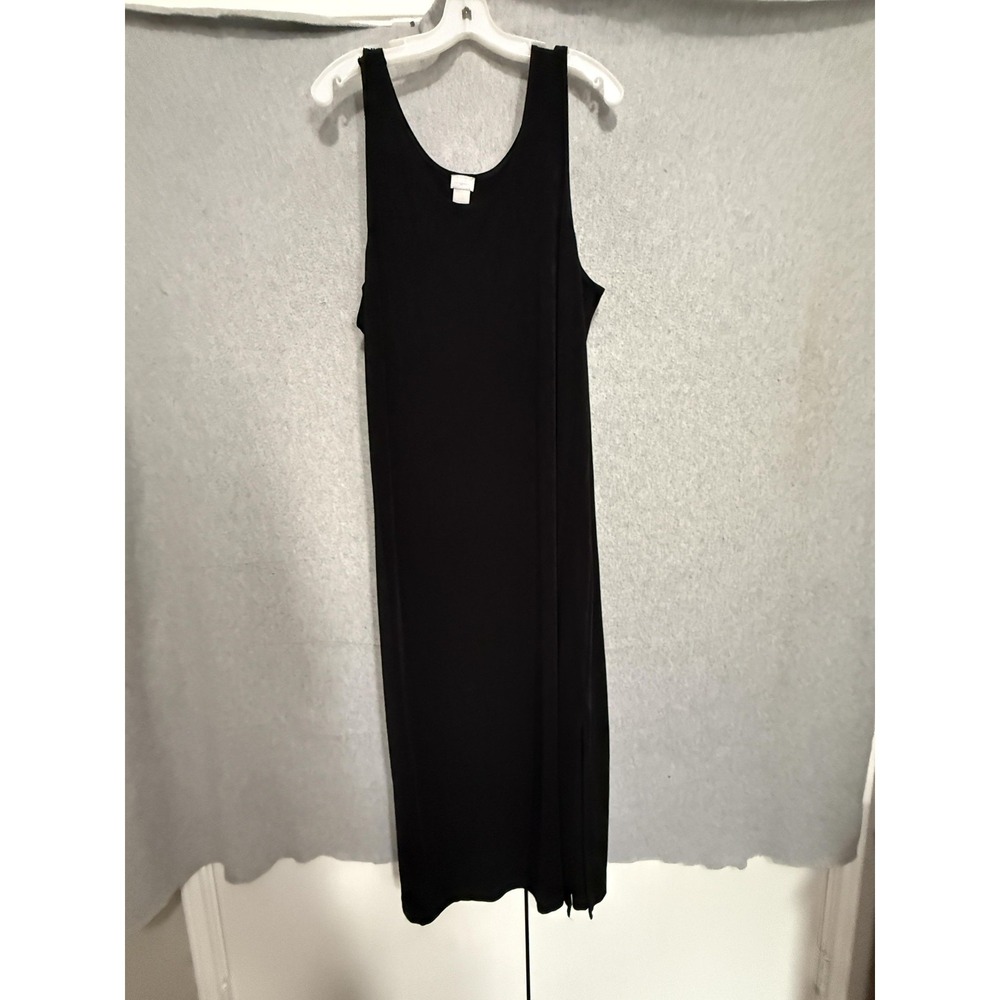 Chico's Dress Womens 4 Plus Black Travelers Scoop Neck Sleeveless Maxi Tank